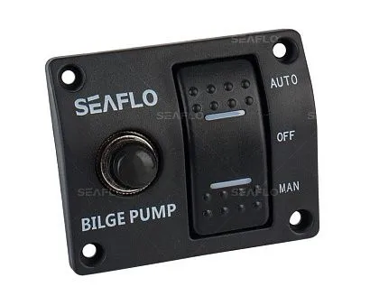 Панель управления с предохранителем для осушительного насоса (ручной-выкл-авто) 12/24В, пластик