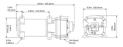 Четырехкамерный мембранный насос 41 SERIES 17 л/мин, 24В (Быстросъемные фитинги)