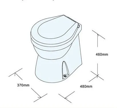 Унитаз судовой 460х480, в комплекте с электр.помпой 12В (нов)
