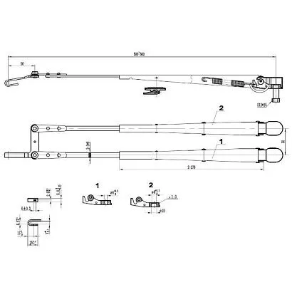 Поводок стеклоочистителя пантографный W.E 500-600мм, посадка на вал M8-10 (тип-H)