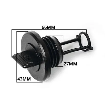 Заглушка дренажная круглая SUNFINE 43x66 мм, пластик черный