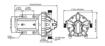 Пятикамерный мембранный насос 51 SERIES 15 л/мин, 24В
