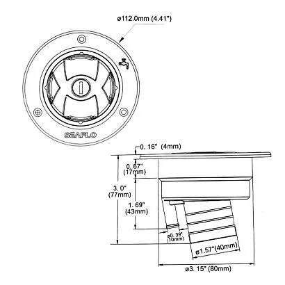 Горловина заливная SEAFLO с замком, черная