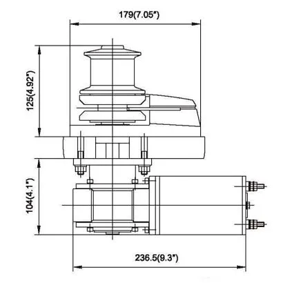 Лебедка якорная серии-C Heavy Duty Style (c барабаном) 600Вт, 12В, цепь 6 мм/веревка 12 мм