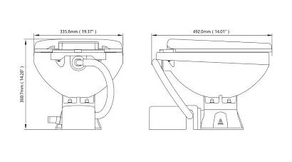 Унитаз судовой керамический 12В (стандарт) сиденье из пластика