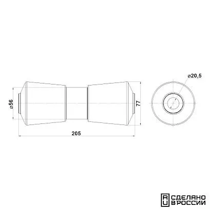 Ролик подкильный 200мм, черный ПВХ