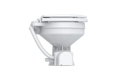 Унитаз судовой керамический 24В (компакт) сиденье из дерева с эмалевым покрытием